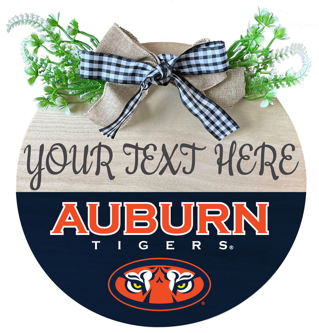 Auburn Tigers Customizable Wooden Wreath Welcome Sign Officially Licensed Collegiate Product Single