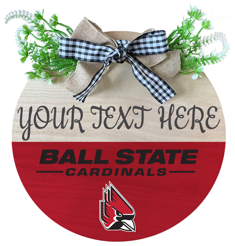 Ball State University Customizable Wooden Wreath Welcome Sign Officially Licensed Collegiate Product 2-Pack