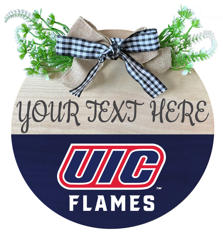 University of Illinois at Chicago Customizable Wooden Wreath Welcome Sign Officially Licensed Collegiate Product 2-Pack