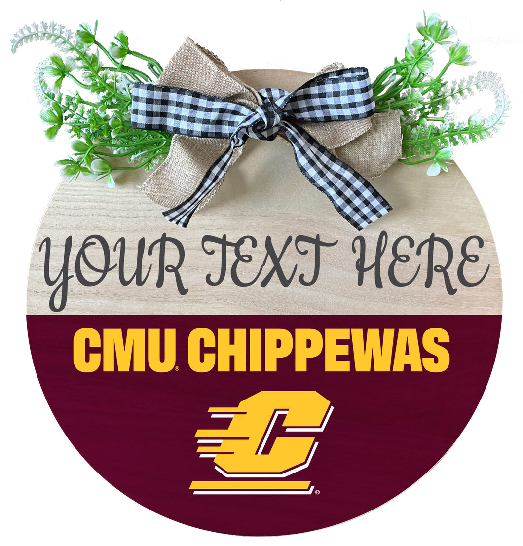 Central Michigan University Customizable Wooden Wreath Welcome Sign Officially Licensed Collegiate Product Single