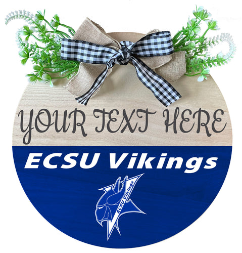 Elizabeth City State University Customizable Wooden Wreath Welcome Sign Officially Licensed Collegiate Product Single