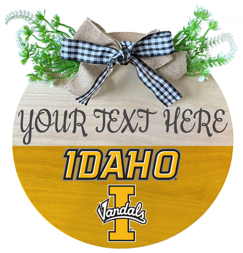 Idaho Vandals Customizable Wooden Wreath Welcome Sign Officially Licensed Collegiate Product Single