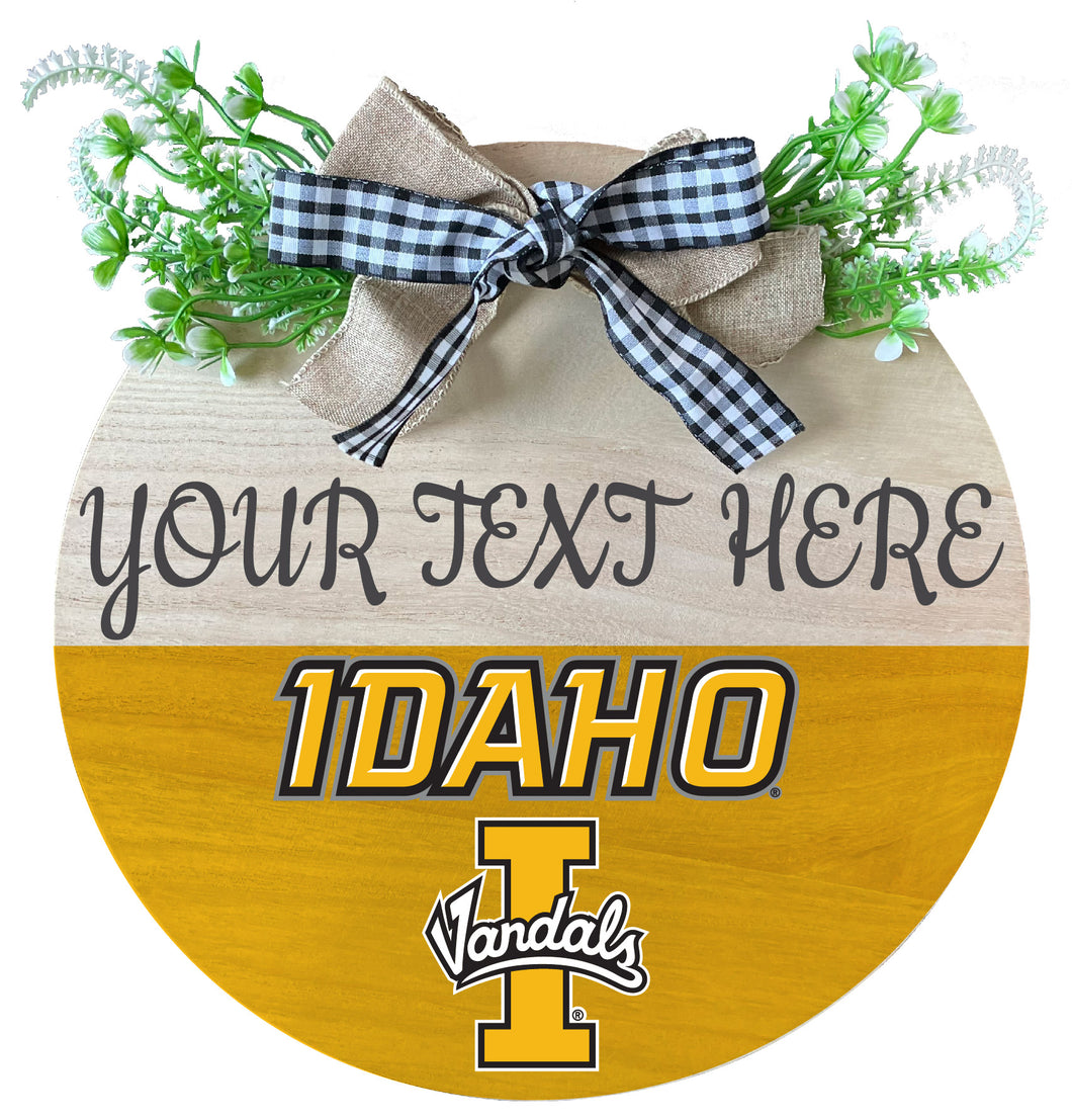 Idaho Vandals Customizable Wooden Wreath Welcome Sign Officially Licensed Collegiate Product Single