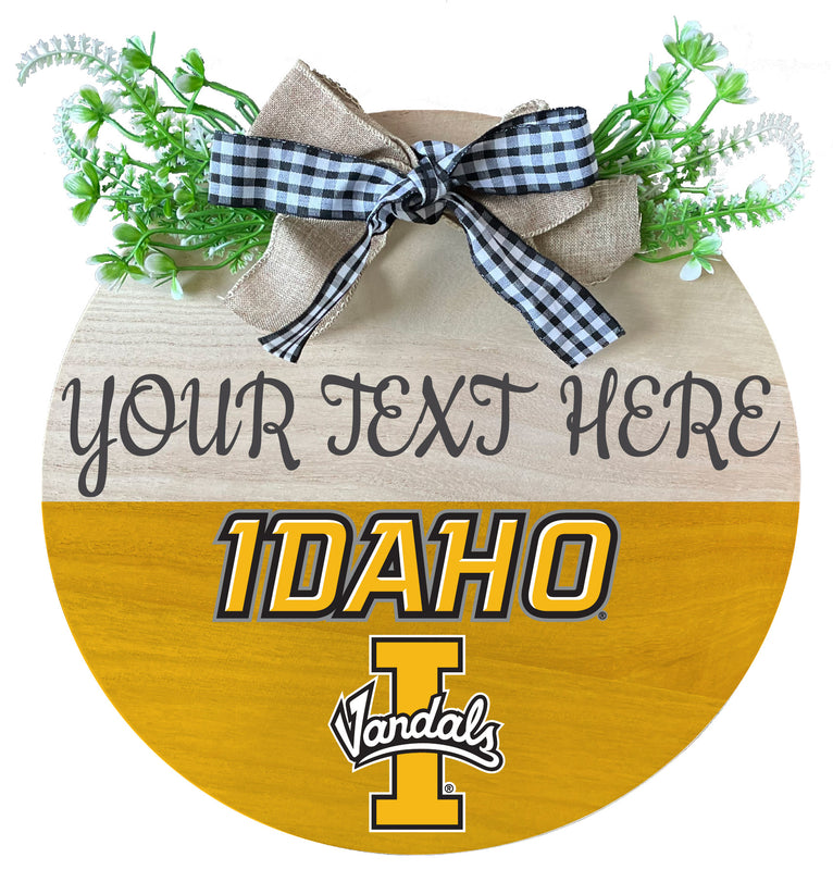 Idaho Vandals Customizable Wooden Wreath Welcome Sign Officially Licensed Collegiate Product Single