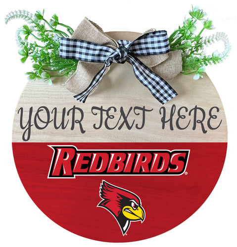 Illinois State Redbirds Customizable Wooden Wreath Welcome Sign Officially Licensed Collegiate Product Single