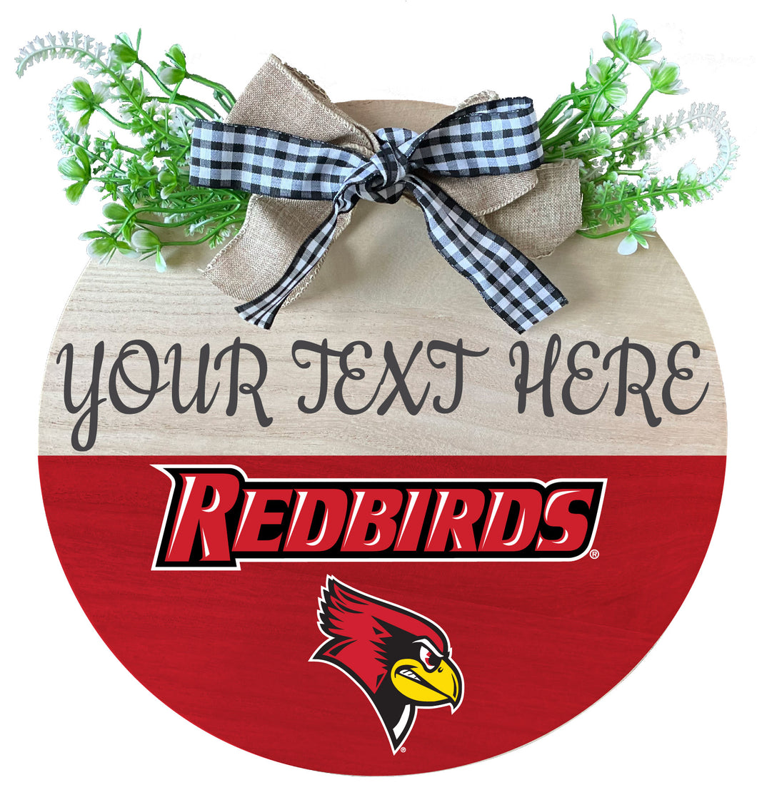 Illinois State Redbirds Customizable Wooden Wreath Welcome Sign Officially Licensed Collegiate Product Single