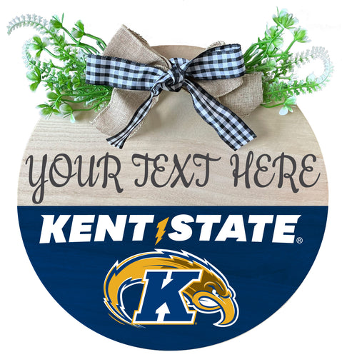 Kent State University Customizable Wooden Wreath Welcome Sign Officially Licensed Collegiate Product Single