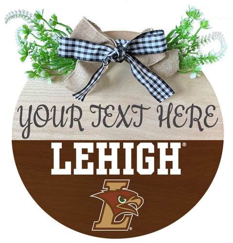 Lehigh University Mountain Hawks Customizable Wooden Wreath Welcome Sign Officially Licensed Collegiate Product Single