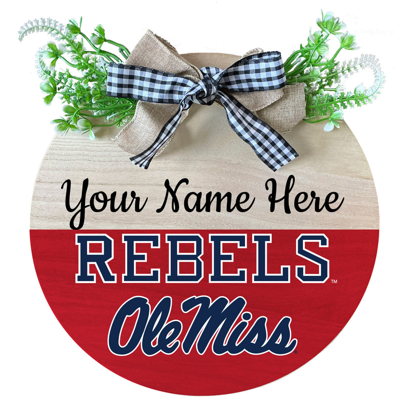 Mississippi Rebels "Ole Miss" Wooden Wreath Welcome Sign Officially Licensed Collegiate Product 