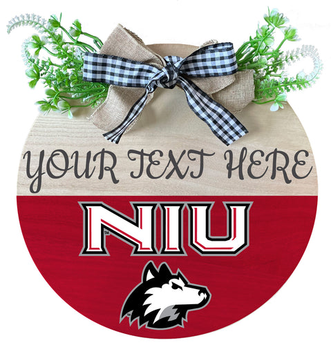 Northern Illinois Huskies Customizable Wooden Wreath Welcome Sign Officially Licensed Collegiate Product Single