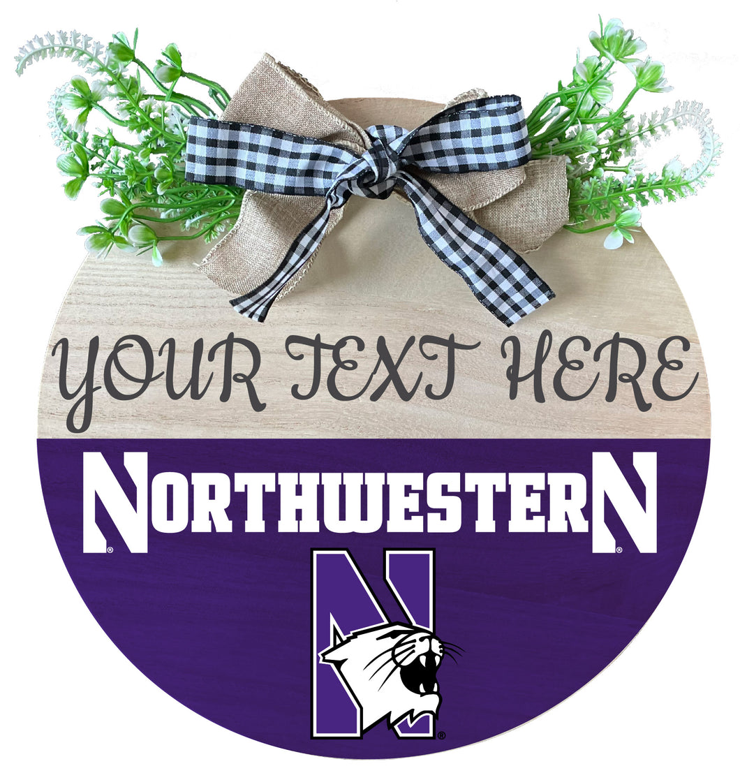 Northwestern University Wildcats Customizable Wooden Wreath Welcome Sign Officially Licensed Collegiate Product Single