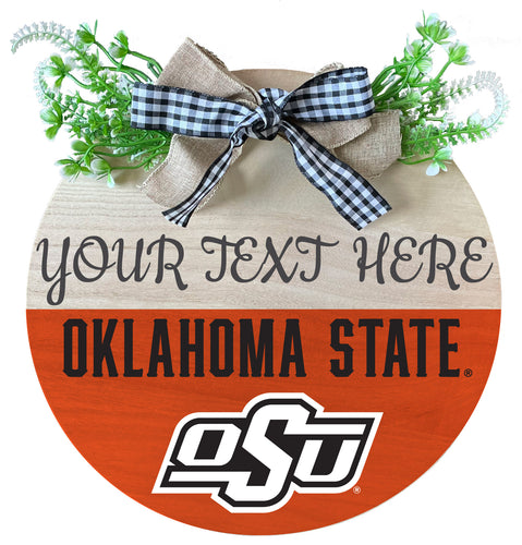 Oklahoma State Cowboys Customizable Wooden Wreath Welcome Sign Officially Licensed Collegiate Product Single