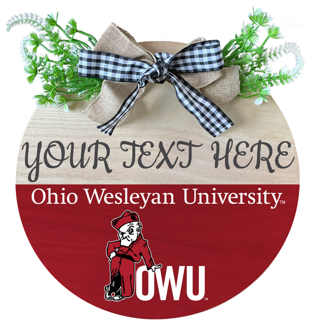 Ohio Wesleyan University Customizable Wooden Wreath Welcome Sign Officially Licensed Collegiate Product 2-Pack