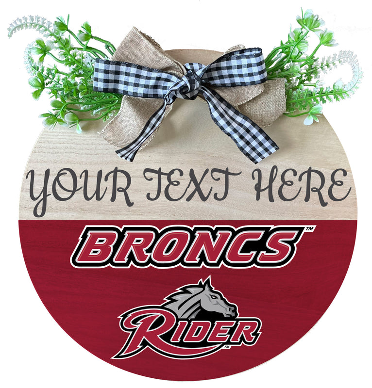 Rider University Broncs Customizable Wooden Wreath Welcome Sign Officially Licensed Collegiate Product Single