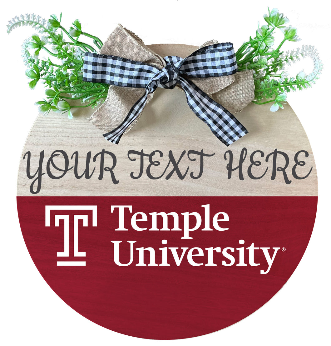 Temple University Customizable Wooden Wreath Welcome Sign Officially Licensed Collegiate Product 2-Pack