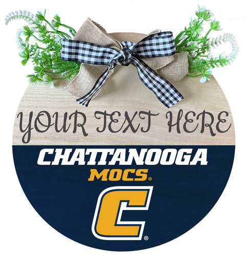 University of Tennessee at Chattanooga Customizable Wooden Wreath Welcome Sign Officially Licensed Collegiate Product Single