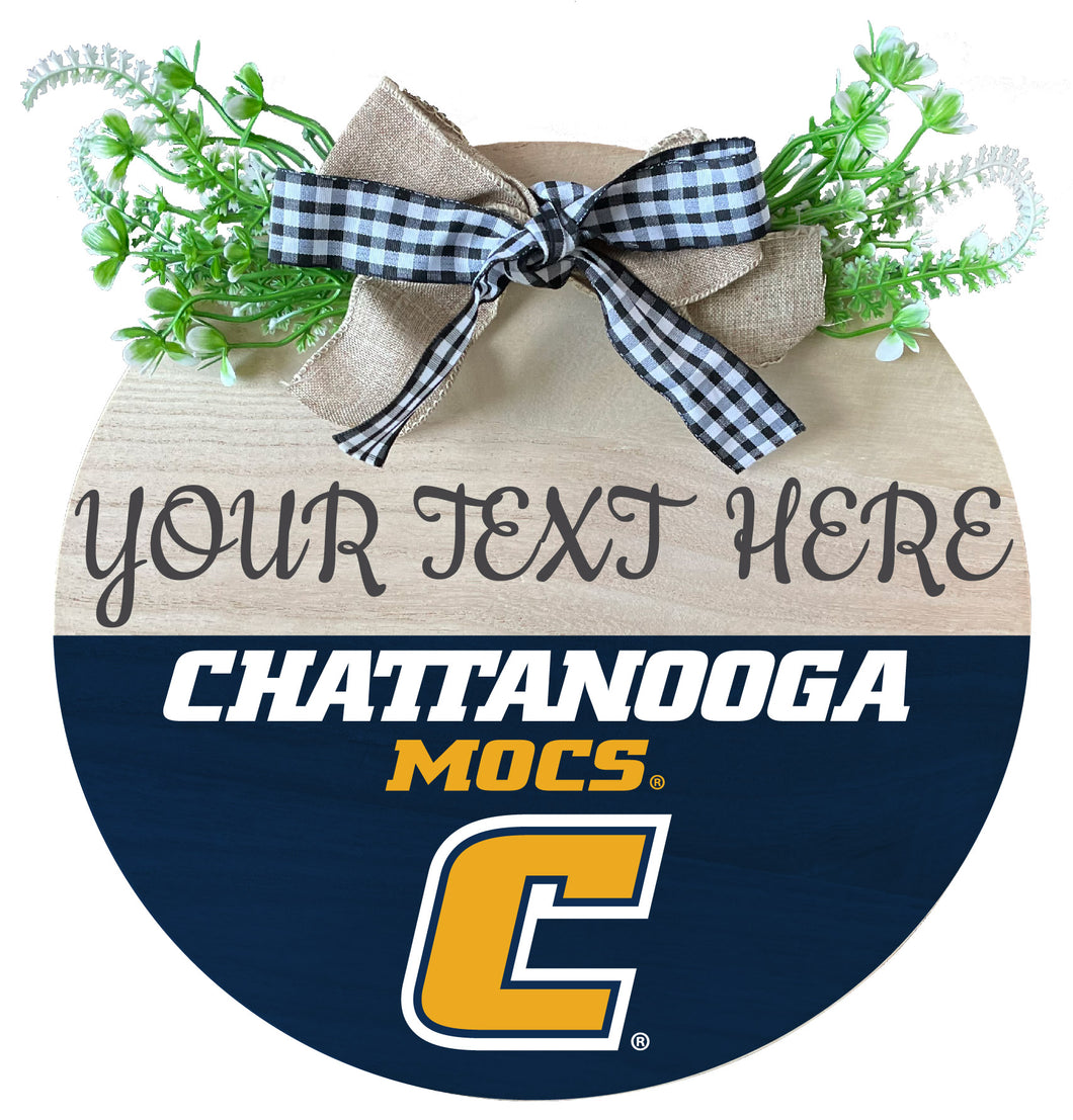 University of Tennessee at Chattanooga Customizable Wooden Wreath Welcome Sign Officially Licensed Collegiate Product Single