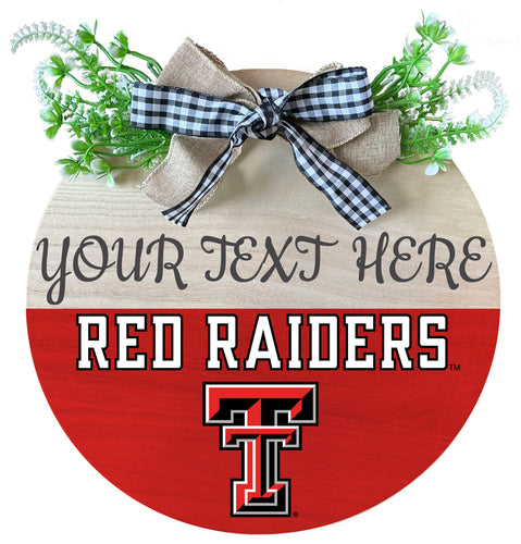 Texas Tech Red Raiders Customizable Wooden Wreath Welcome Sign Officially Licensed Collegiate Product 2-Pack