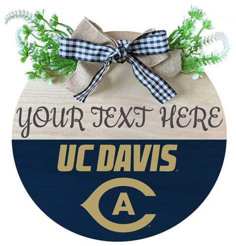 UC Davis Aggies Customizable Wooden Wreath Welcome Sign Officially Licensed Collegiate Product Single