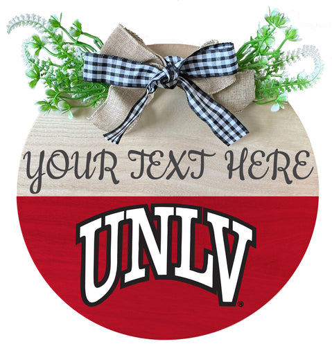 UNLV Rebels Customizable Wooden Wreath Welcome Sign Officially Licensed Collegiate Product Single