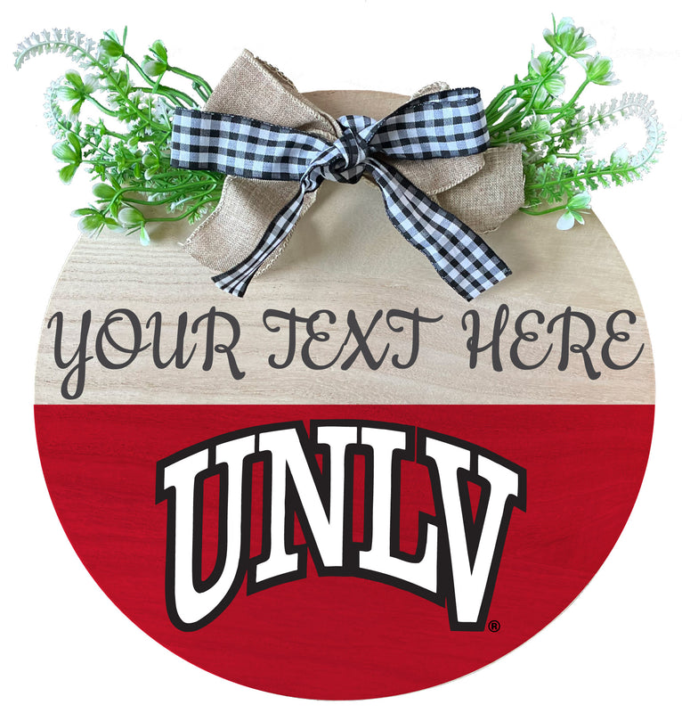 UNLV Rebels Customizable Wooden Wreath Welcome Sign Officially Licensed Collegiate Product Single