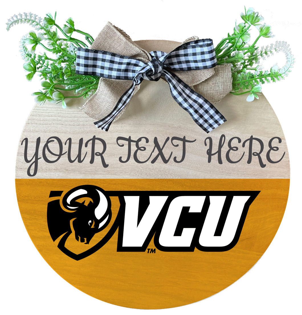 Virginia Commonwealth Customizable Wooden Wreath Welcome Sign Officially Licensed Collegiate Product Single