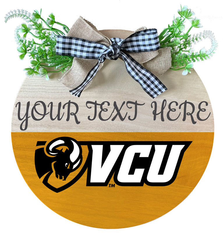 Virginia Commonwealth Customizable Wooden Wreath Welcome Sign Officially Licensed Collegiate Product Single