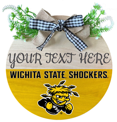 Wichita State Shockers Customizable Wooden Wreath Welcome Sign Officially Licensed Collegiate Product Single