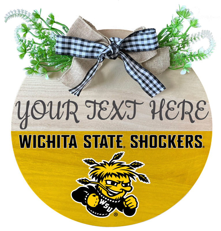 Wichita State Shockers Customizable Wooden Wreath Welcome Sign Officially Licensed Collegiate Product Single