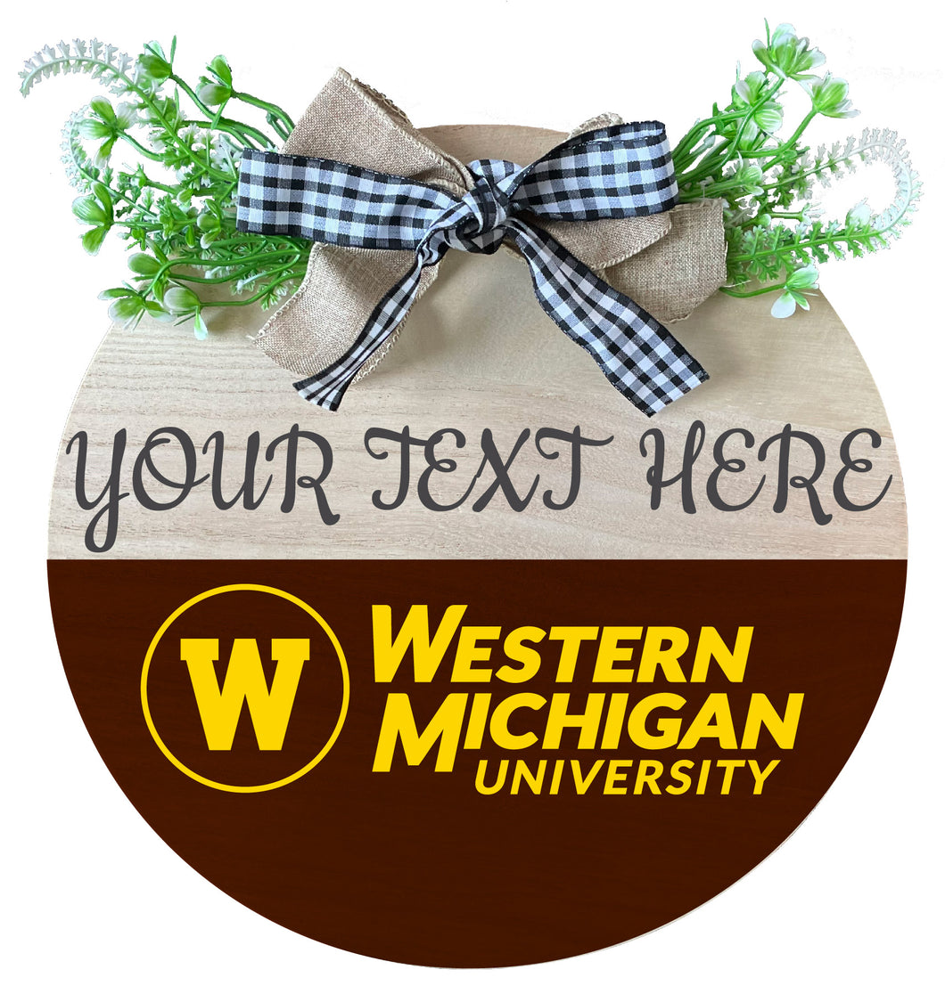 Western Michigan University Customizable Wooden Wreath Welcome Sign Officially Licensed Collegiate Product Single