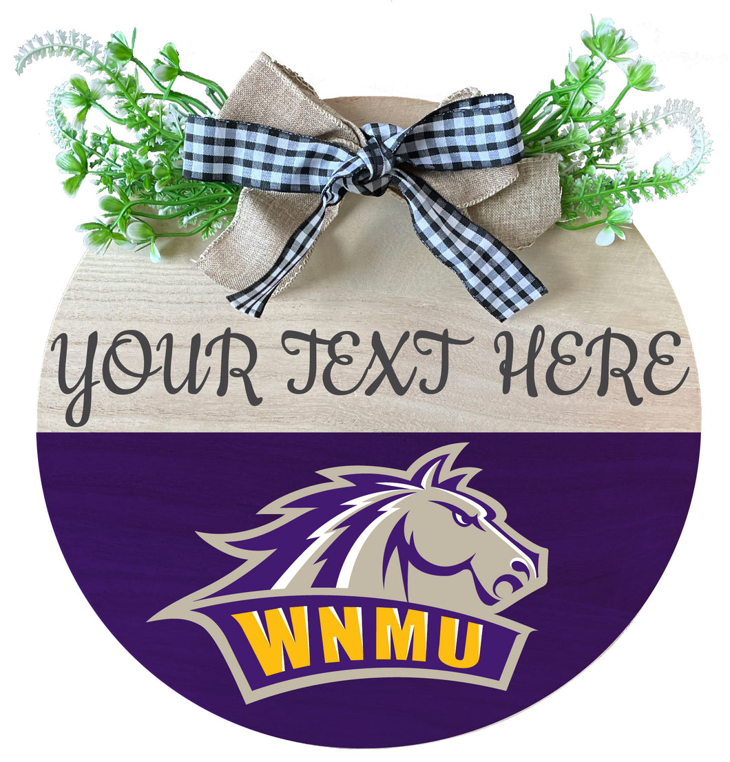 Western New Mexico University Customizable Wooden Wreath Welcome Sign Officially Licensed Collegiate Product Single