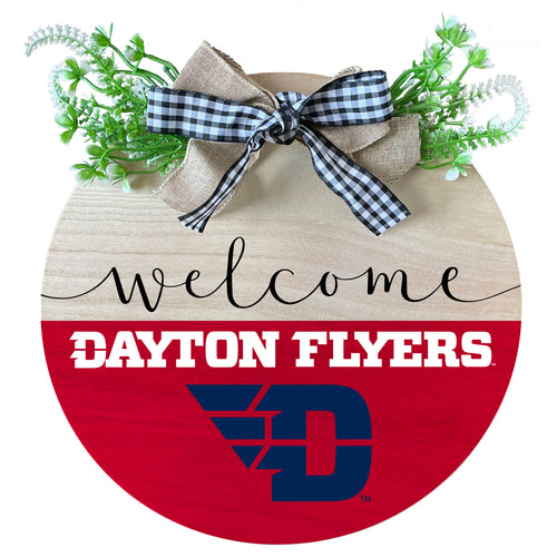 Dayton Flyers Wooden Wreath Welcome Sign Officially Licensed Collegiate Product Single