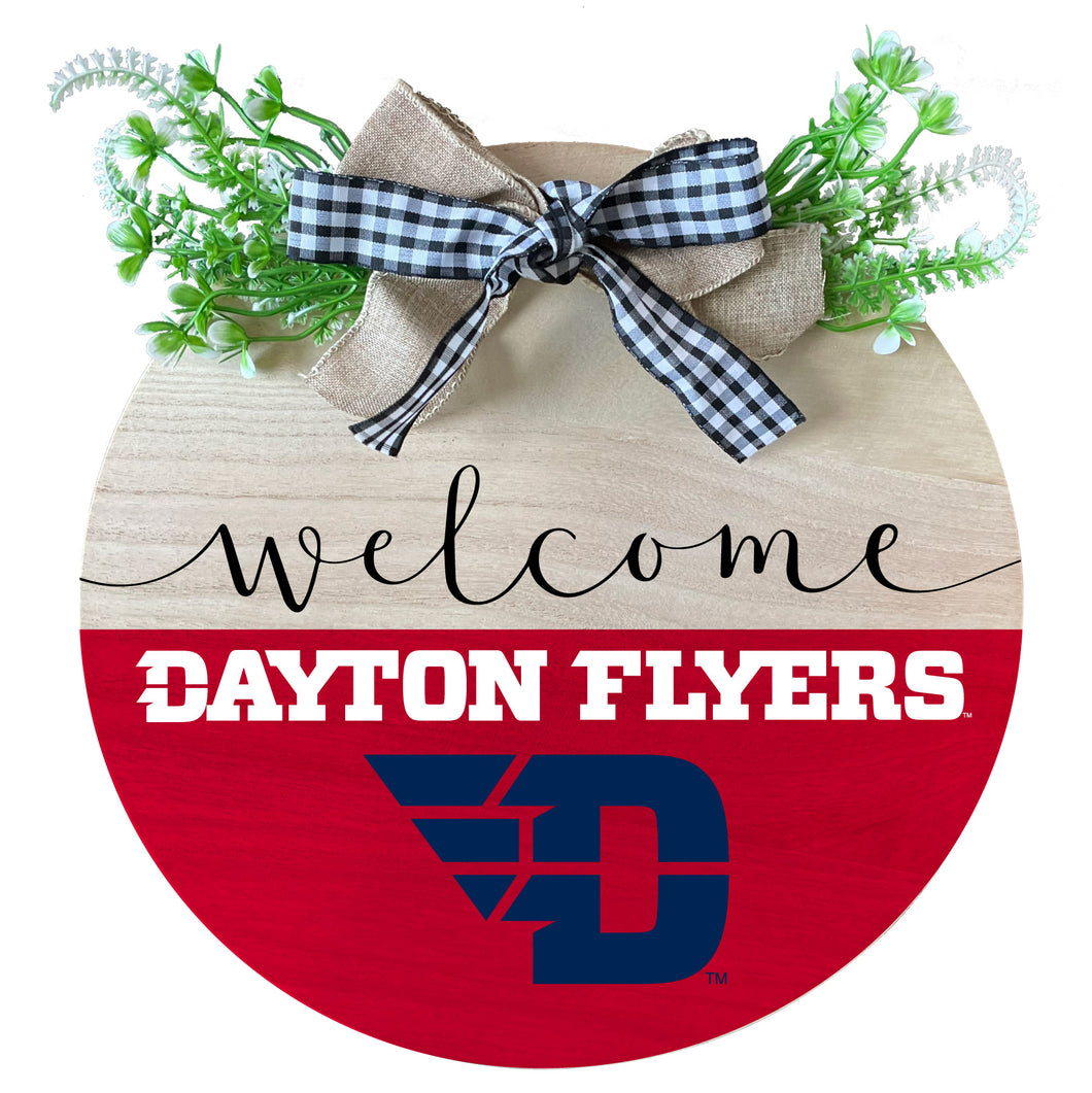 Dayton Flyers Wooden Wreath Welcome Sign Officially Licensed Collegiate Product Single
