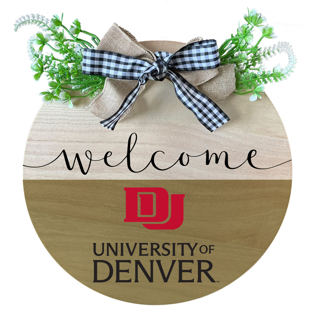 University of Denver Pioneers Wooden Wreath Welcome Sign Officially Licensed Collegiate Product Single