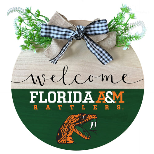 Florida A&M Rattlers Wooden Wreath Welcome Sign Officially Licensed Collegiate Product Single
