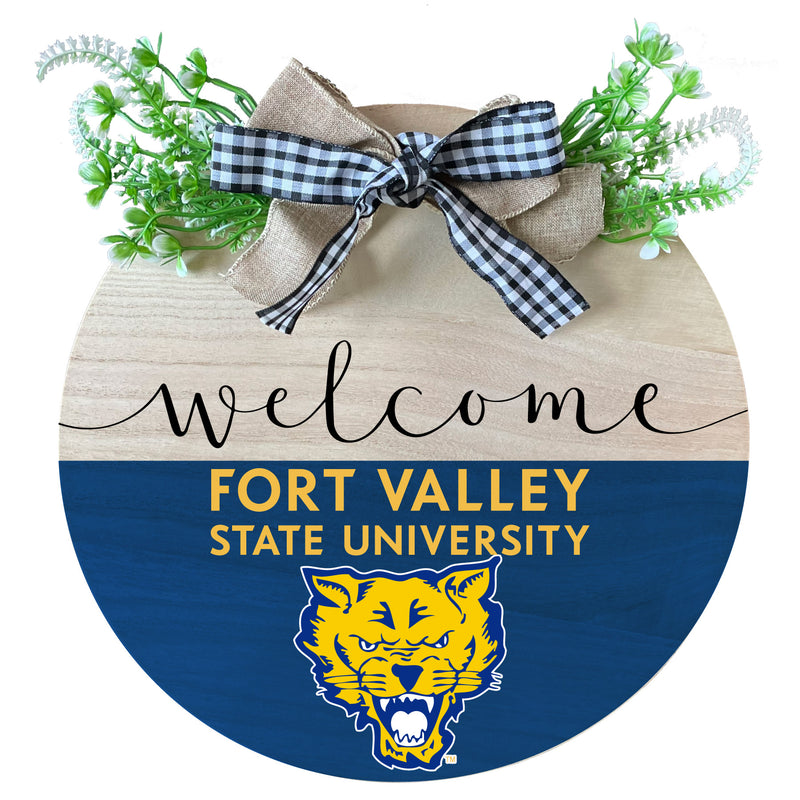 Fort Valley State University Wooden Wreath Welcome Sign Officially Licensed Collegiate Product 2-Pack