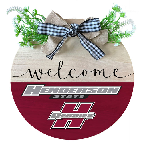 Henderson State Reddies Wooden Wreath Welcome Sign Officially Licensed Collegiate Product Single