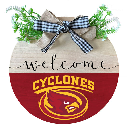 Iowa State Cyclones Wooden Wreath Welcome Sign Officially Licensed Collegiate Product Single