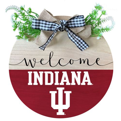 Indiana Hoosiers Wooden Wreath Welcome Sign Officially Licensed Collegiate Product Single