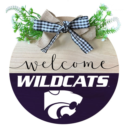 Kansas State Wildcats Wooden Wreath Welcome Sign Officially Licensed Collegiate Product Single