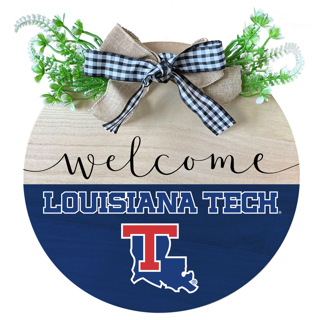 Louisiana Tech Bulldogs Wooden Wreath Welcome Sign Officially Licensed Collegiate Product Single