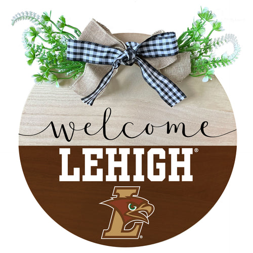 Lehigh University Mountain Hawks Wooden Wreath Welcome Sign Officially Licensed Collegiate Product Single