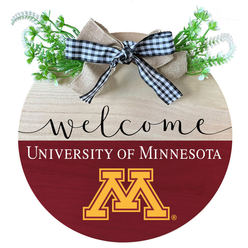 Minnesota Gophers Wooden Wreath Welcome Sign Officially Licensed Collegiate Product 2-Pack