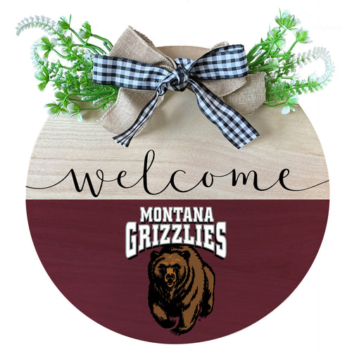 Montana University Wooden Wreath Welcome Sign Officially Licensed Collegiate Product Single