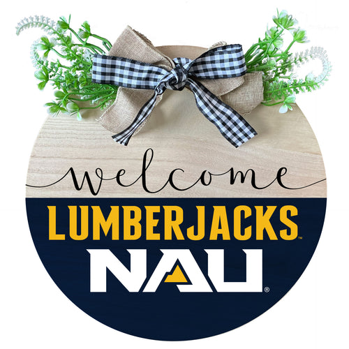 Northern Arizona University Wooden Wreath Welcome Sign Officially Licensed Collegiate Product Single