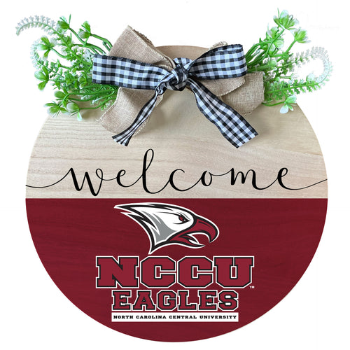 North Carolina Central Eagles Wooden Wreath Welcome Sign Officially Licensed Collegiate Product Single