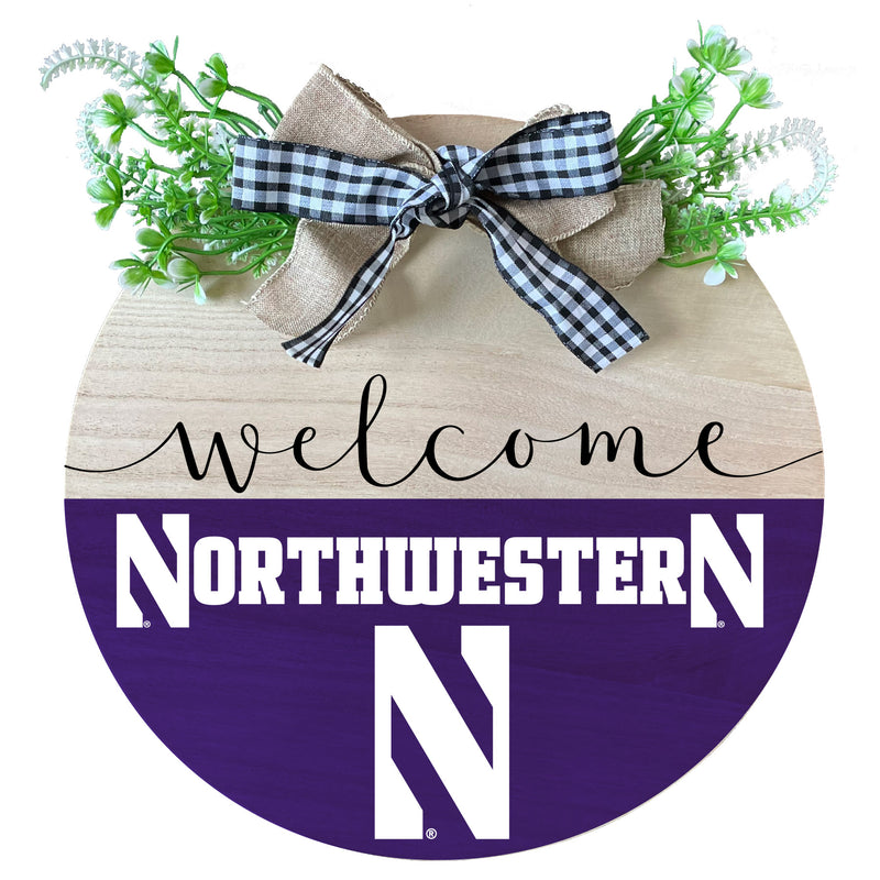 Northwestern University Wildcats Wooden Wreath Welcome Sign Officially Licensed Collegiate Product 2
