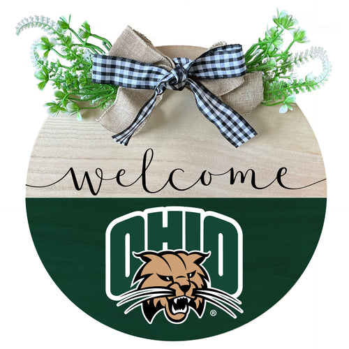 Ohio University Wooden Wreath Welcome Sign Officially Licensed Collegiate Product Single