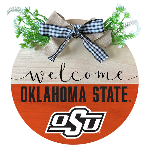 Oklahoma State Cowboys Wooden Wreath Welcome Sign Officially Licensed Collegiate Product 2-Pack