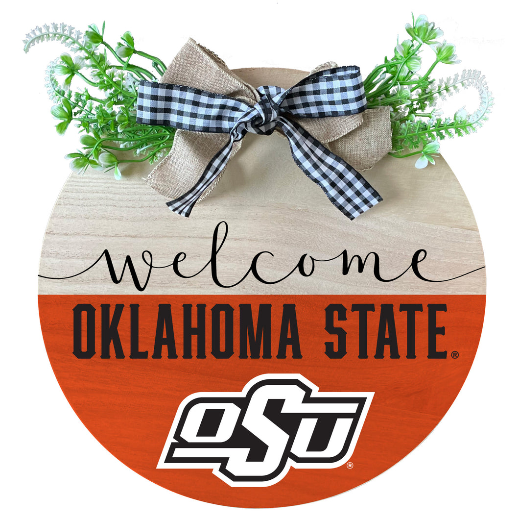 Oklahoma State Cowboys Wooden Wreath Welcome Sign Officially Licensed Collegiate Product 2-Pack